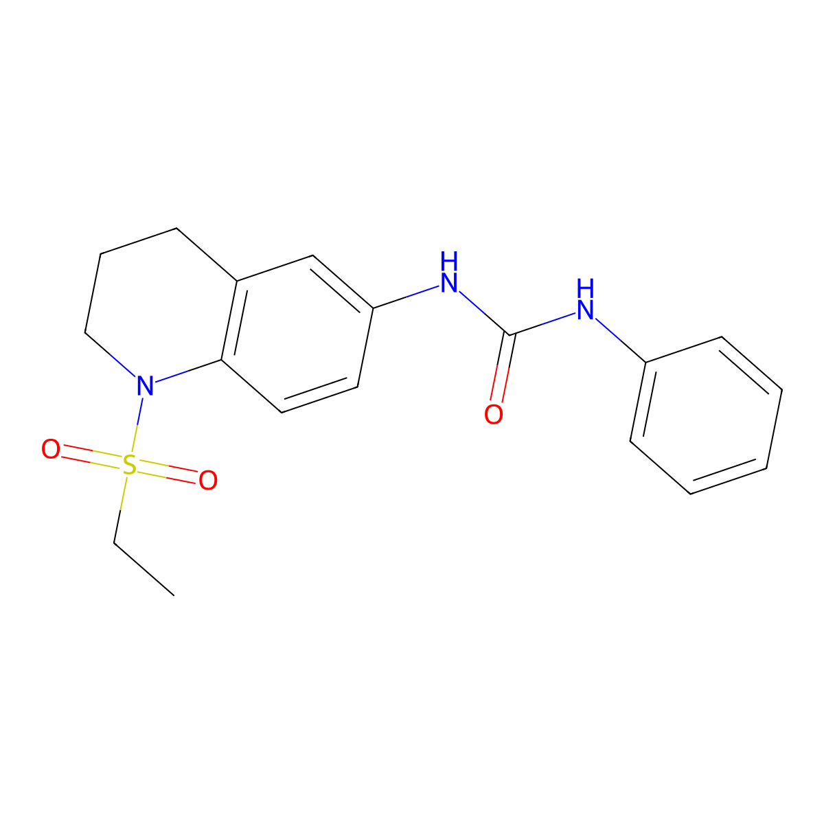 1-(1-(Ethylsulfonyl)-1,2,3,4-tetrahydroquinolin-6-yl)-3-phenylurea molecular structure, CAS 1203104-04-4