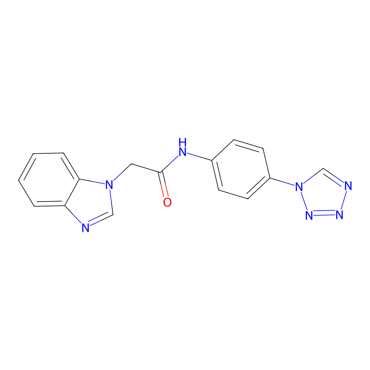 N-(4-(1H-tetrazol-1-yl)phenyl)-2-(1H-benzo[d]imidazol-1-yl)acetamide molecular structure, CAS 1203104-85-1