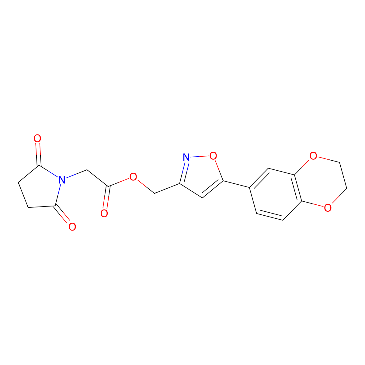 (5-(2,3-Dihydrobenzo[b][1,4]dioxin-6-yl)isoxazol-3-yl)methyl 2-(2,5-dioxopyrrolidin-1-yl)acetate molecular structure, CAS 1203105-87-6
