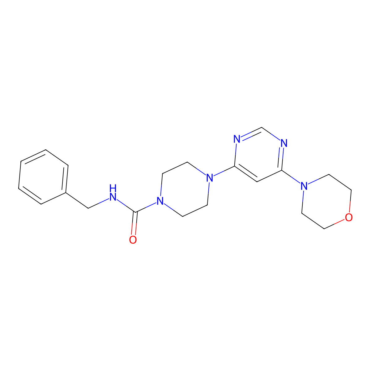N-benzyl-4-(6-morpholinopyrimidin-4-yl)piperazine-1-carboxamide molecular structure, CAS 1203106-07-3