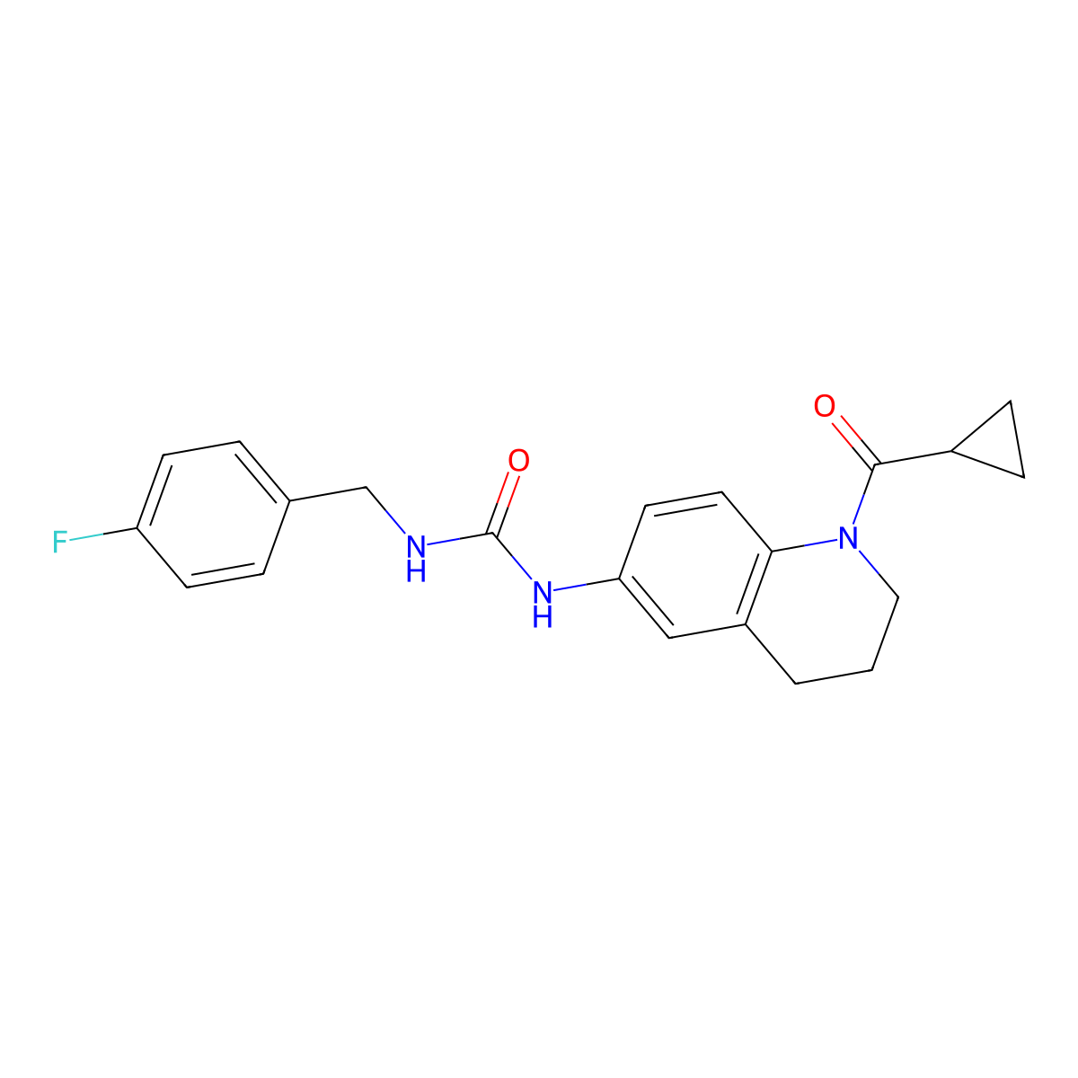 1-(1-(Cyclopropanecarbonyl)-1,2,3,4-tetrahydroquinolin-6-yl)-3-(4-fluorobenzyl)urea molecular structure, CAS 1203106-51-7