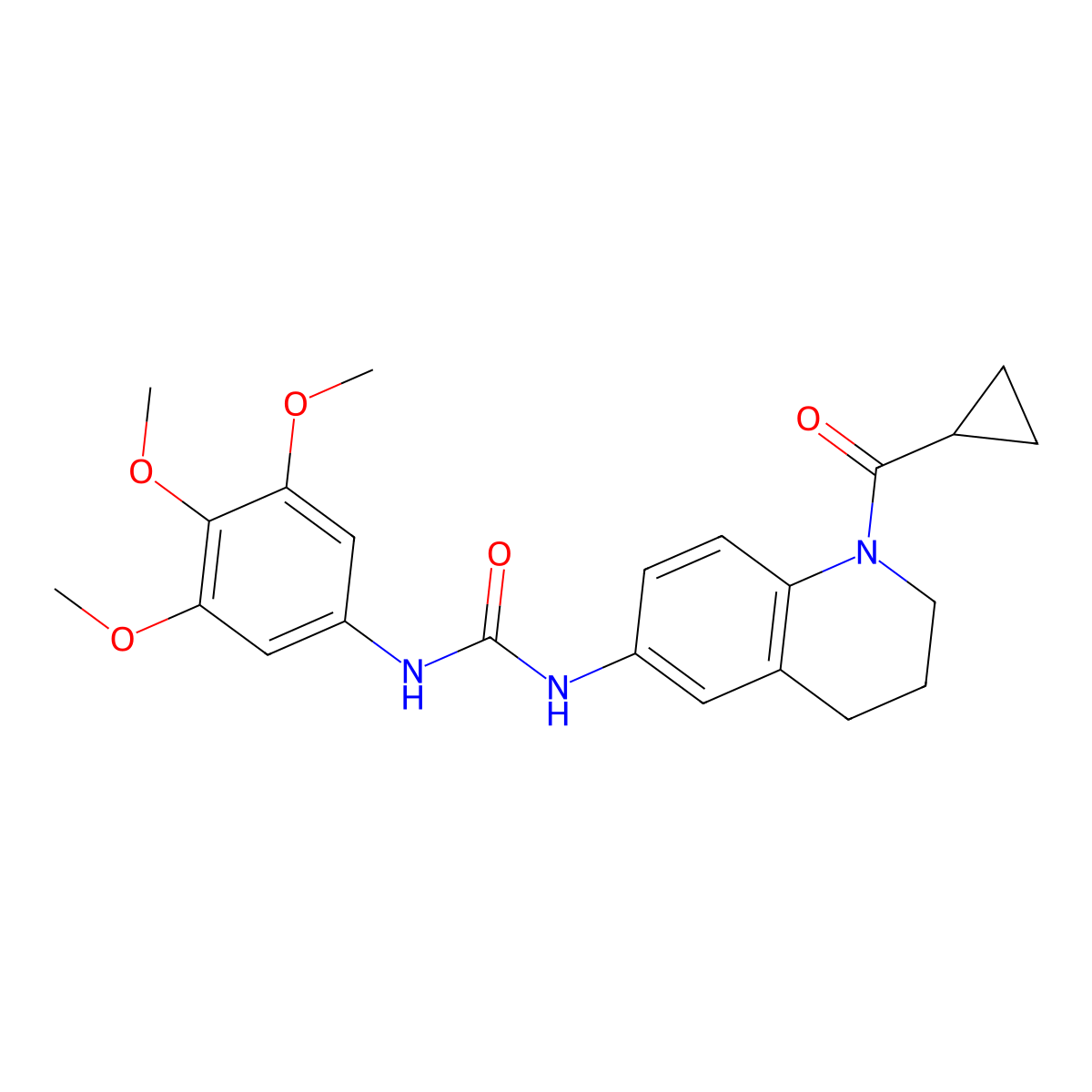 1-(1-(Cyclopropanecarbonyl)-1,2,3,4-tetrahydroquinolin-6-yl)-3-(3,4,5-trimethoxyphenyl)urea molecular structure, CAS 1203106-76-6