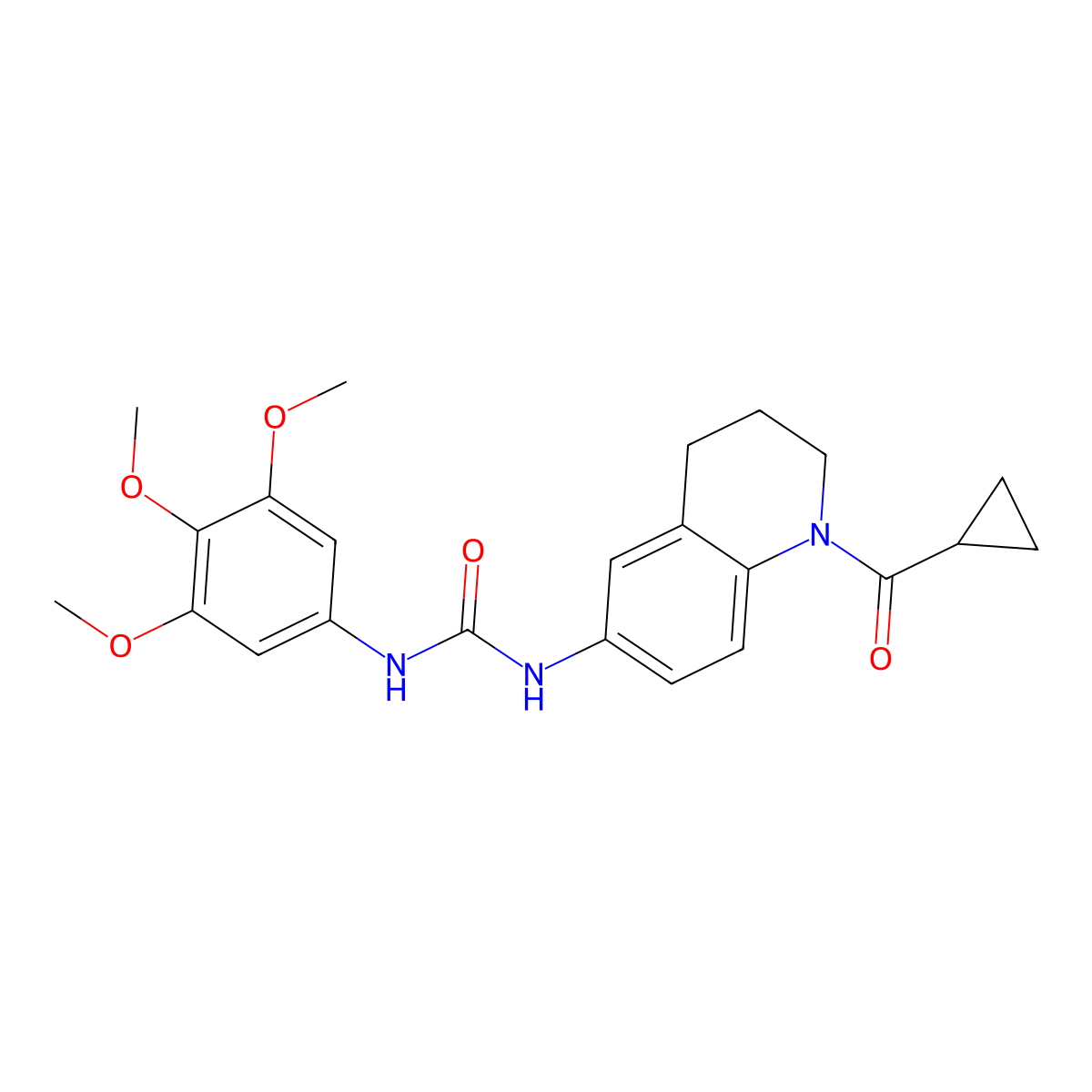1-(1-(Cyclopropanecarbonyl)-1,2,3,4-tetrahydroquinolin-6-yl)-3-(3,4,5-trimethoxyphenyl)urea molecular structure, CAS 1203106-76-6