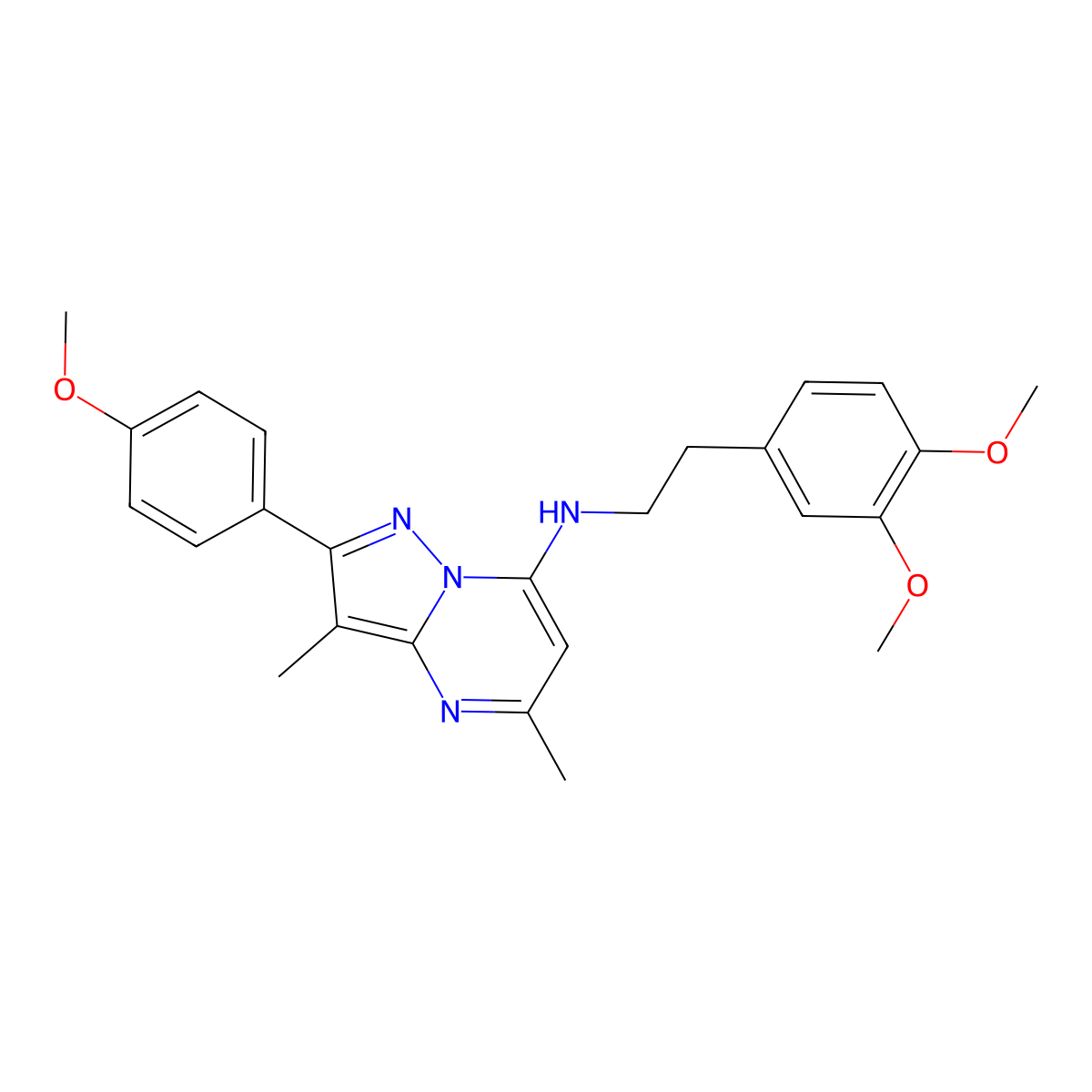 N-[2-(3,4-dimethoxyphenyl)ethyl]-2-(4-methoxyphenyl)-3,5-dimethylpyrazolo[1,5-a]pyrimidin-7-amine molecular structure, CAS 1203108-29-5