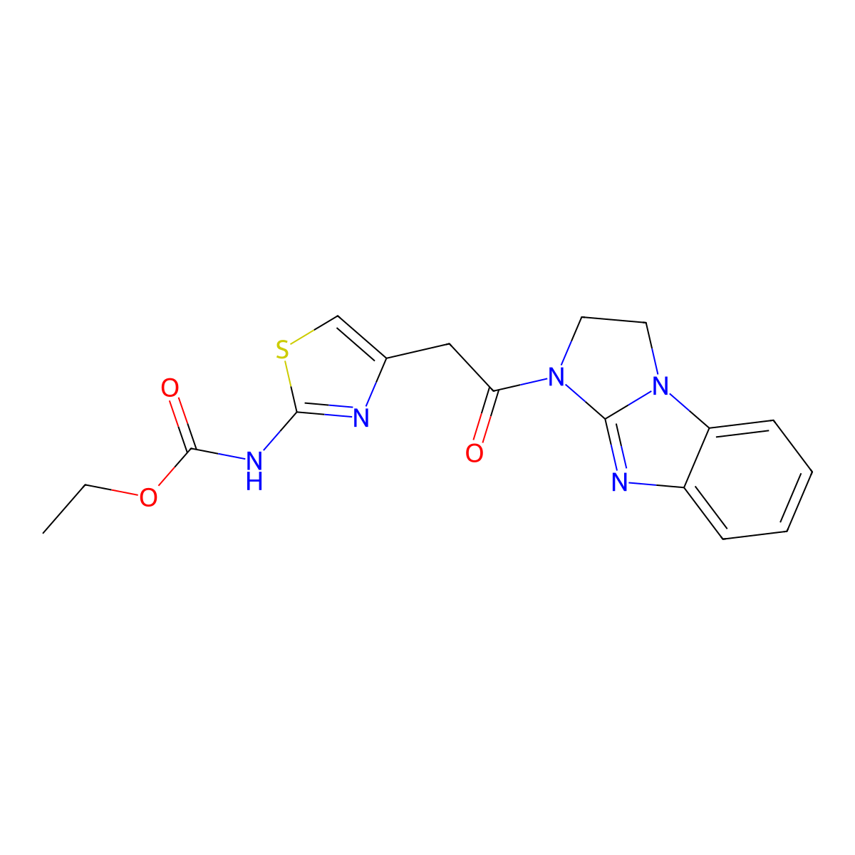 ethyl (4-(2-(2,3-dihydro-1H-benzo[d]imidazo[1,2-a]imidazol-1-yl)-2-oxoethyl)thiazol-2-yl)carbamate molecular structure, CAS 1203108-88-6