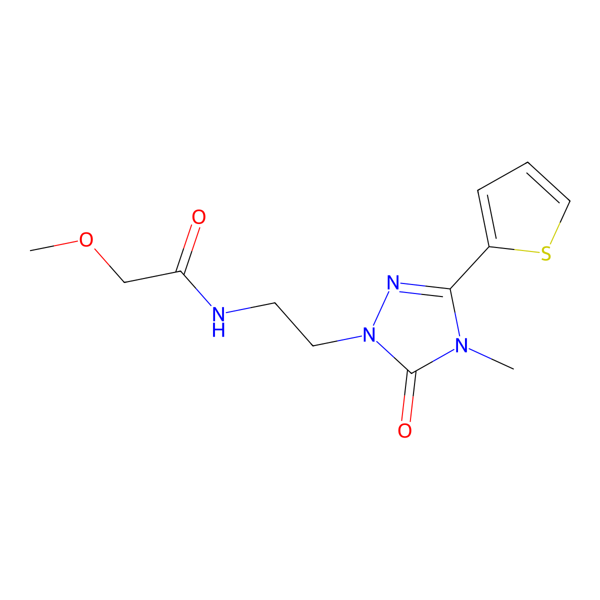 2-methoxy-N-(2-(4-methyl-5-oxo-3-(thiophen-2-yl)-4,5-dihydro-1H-1,2,4-triazol-1-yl)ethyl)acetamide molecular structure, CAS 1203110-24-0