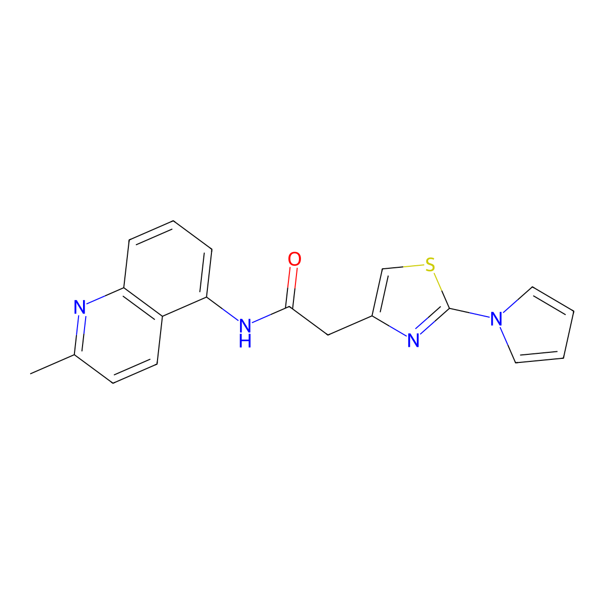 2-(2-(1H-pyrrol-1-yl)thiazol-4-yl)-N-(2-methylquinolin-5-yl)acetamide molecular structure, CAS 1203110-63-7
