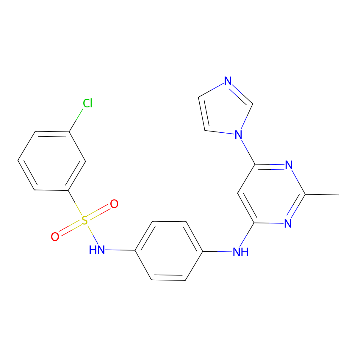 N-(4-((6-(1H-imidazol-1-yl)-2-methylpyrimidin-4-yl)amino)phenyl)-3-chlorobenzenesulfonamide molecular structure, CAS 1203111-51-6