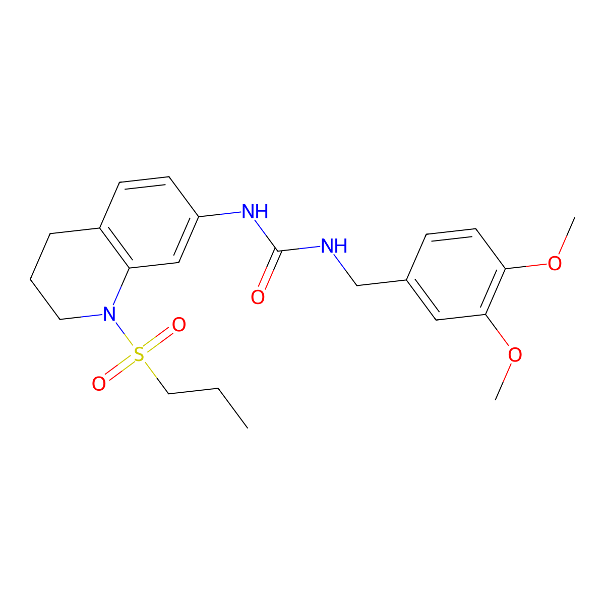 1-(3,4-Dimethoxybenzyl)-3-(1-(propylsulfonyl)-1,2,3,4-tetrahydroquinolin-7-yl)urea molecular structure, CAS 1203111-63-0
