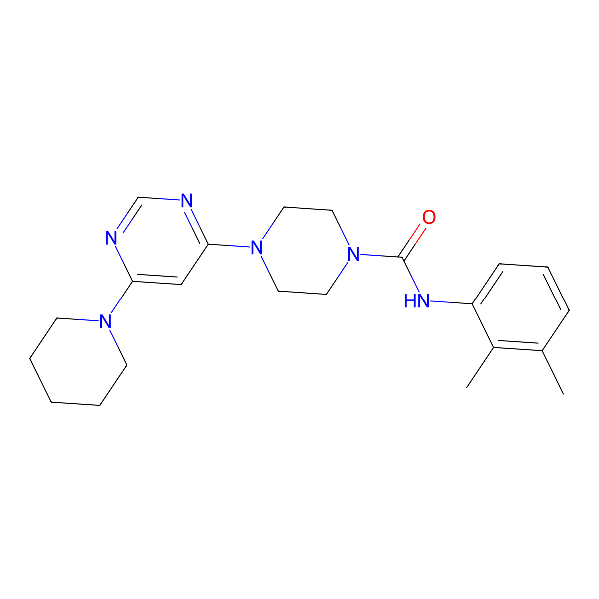 N-(2,3-dimethylphenyl)-4-(6-(piperidin-1-yl)pyrimidin-4-yl)piperazine-1-carboxamide molecular structure, CAS 1203112-06-4