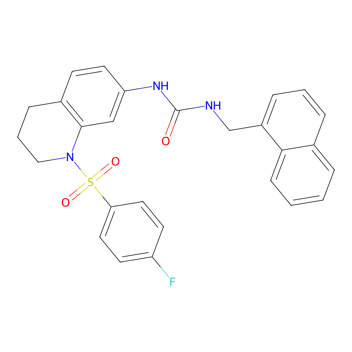 1-(1-((4-Fluorophenyl)sulfonyl)-1,2,3,4-tetrahydroquinolin-7-yl)-3-(naphthalen-1-ylmethyl)urea molecular structure, CAS 1203112-24-6