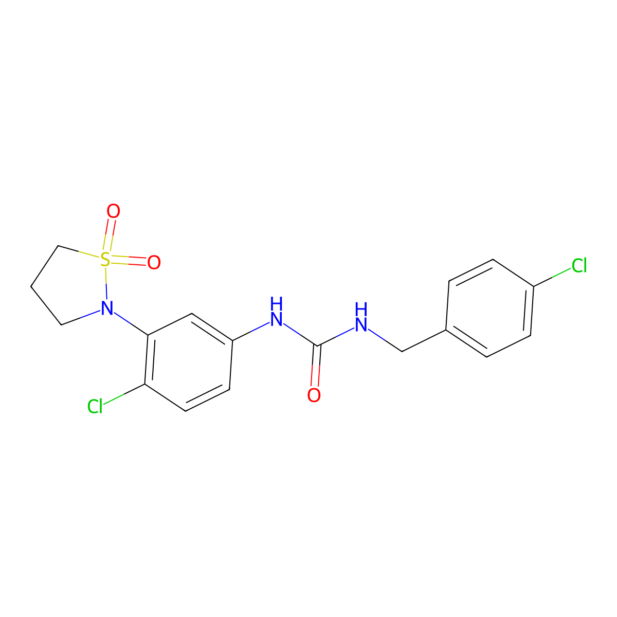1-(4-Chloro-3-(1,1-dioxidoisothiazolidin-2-yl)phenyl)-3-(4-chlorobenzyl)urea molecular structure, CAS 1203112-69-9