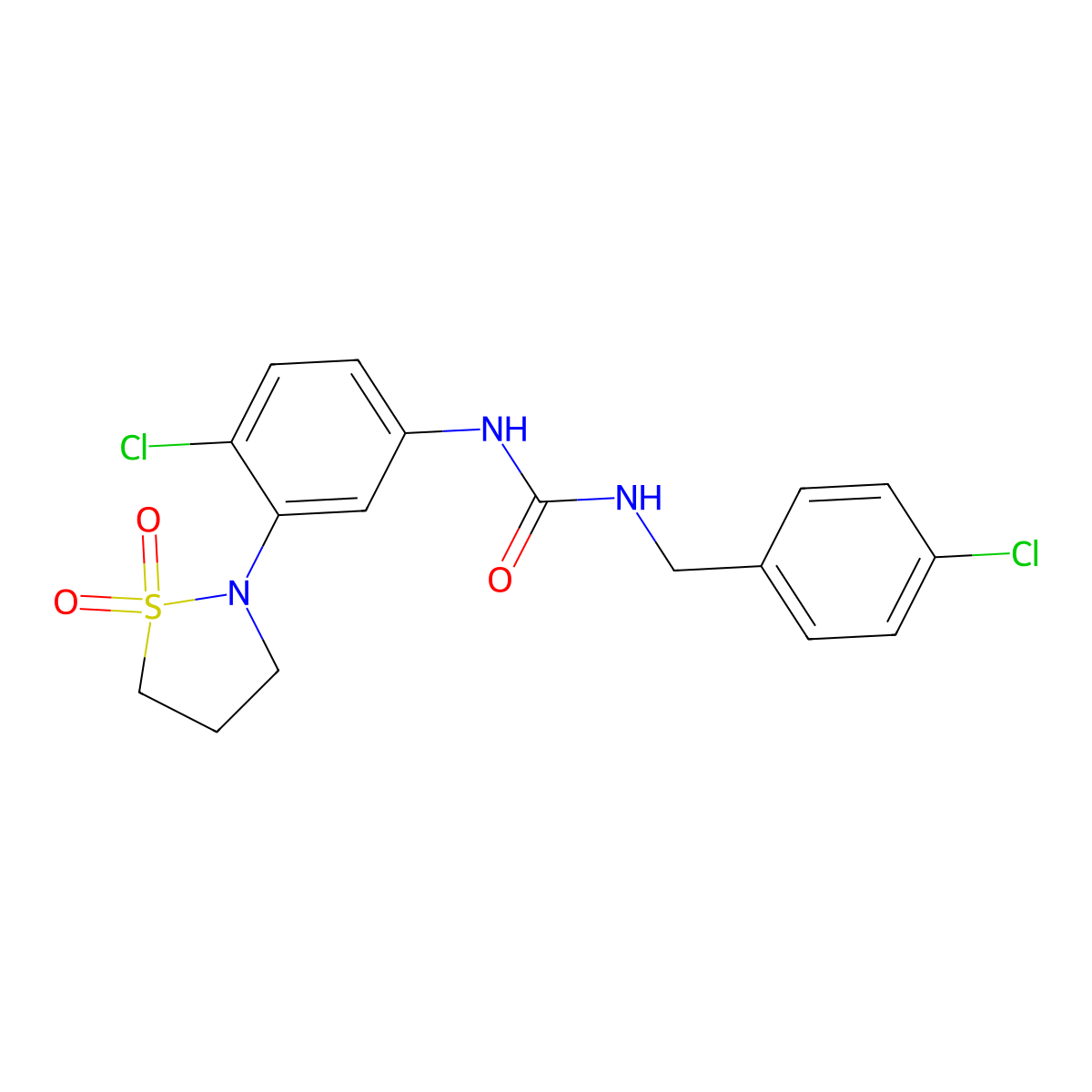 1-(4-Chloro-3-(1,1-dioxidoisothiazolidin-2-yl)phenyl)-3-(4-chlorobenzyl)urea molecular structure, CAS 1203112-69-9