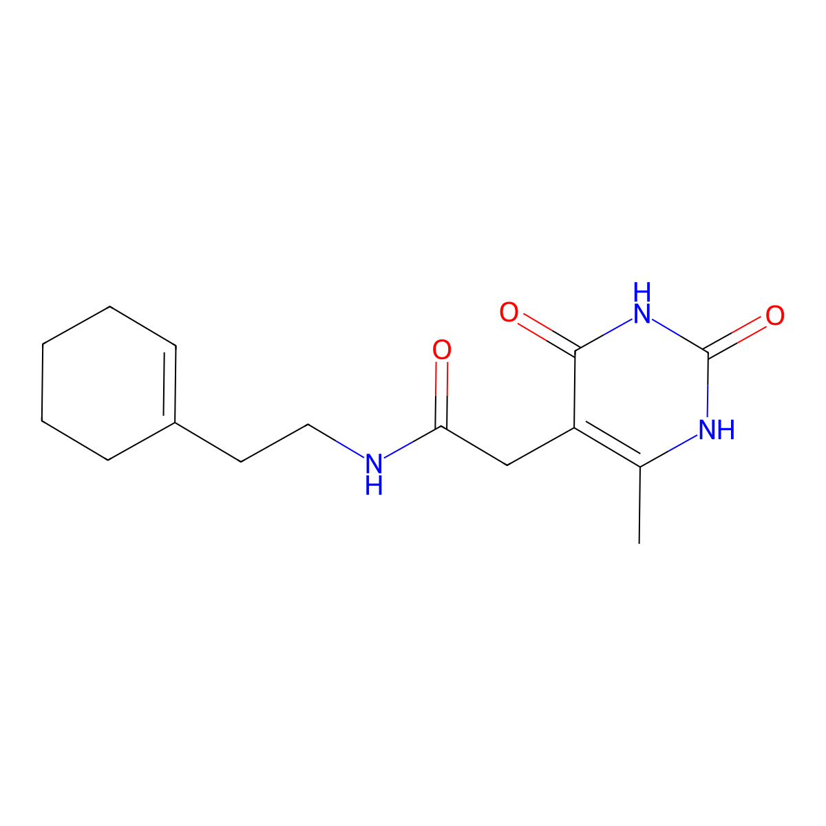 N-(2-(cyclohex-1-en-1-yl)ethyl)-2-(6-methyl-2,4-dioxo-1,2,3,4-tetrahydropyrimidin-5-yl)acetamide molecular structure, CAS 1203112-78-0