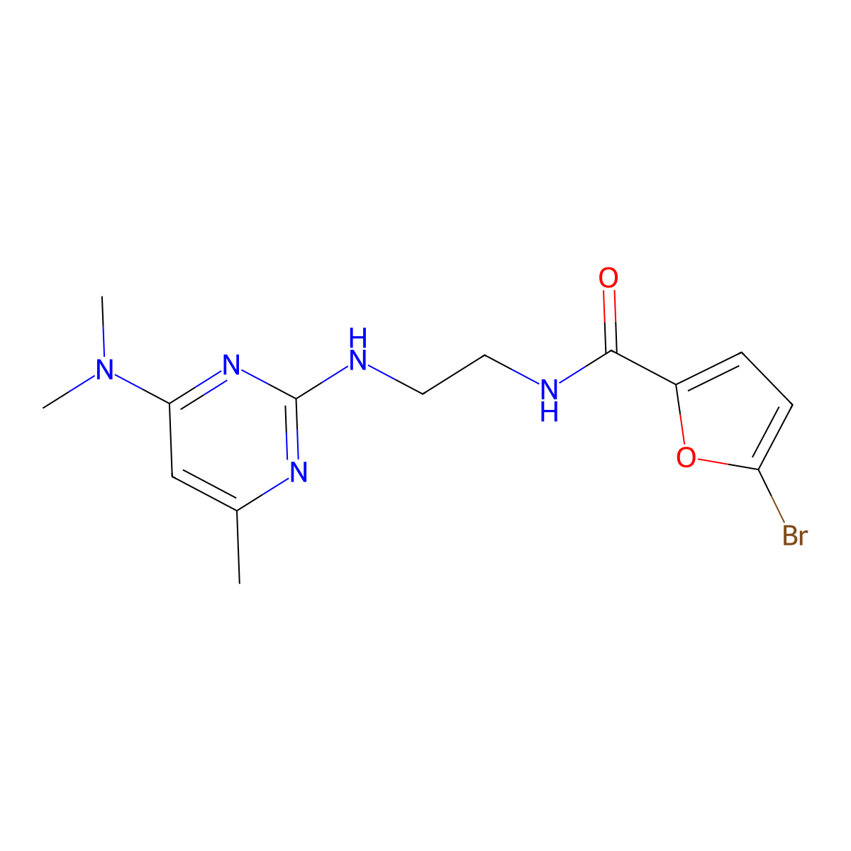 5-bromo-N-(2-{[4-(dimethylamino)-6-methylpyrimidin-2-yl]amino}ethyl)furan-2-carboxamide molecular structure, CAS 1203113-09-0