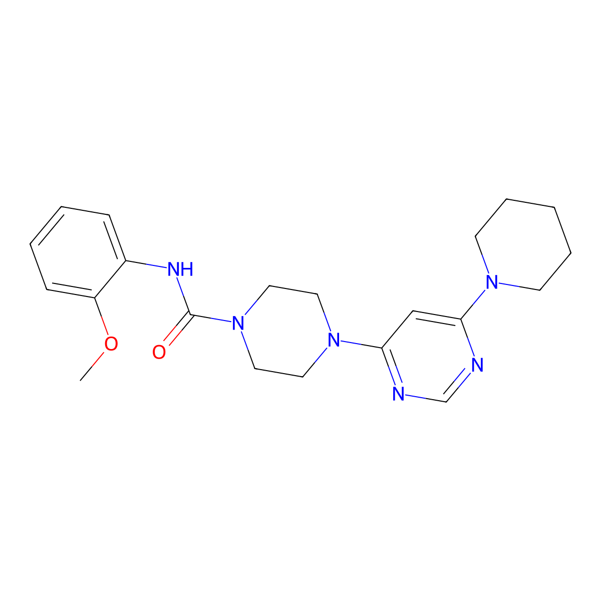 N-(2-methoxyphenyl)-4-(6-(piperidin-1-yl)pyrimidin-4-yl)piperazine-1-carboxamide molecular structure, CAS 1203113-15-8