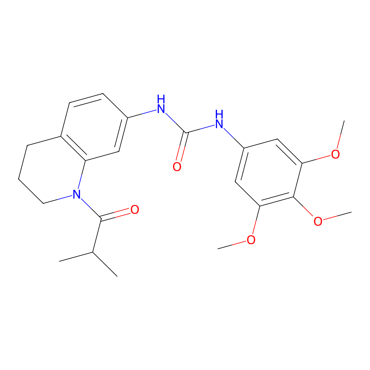 1-(1-Isobutyryl-1,2,3,4-tetrahydroquinolin-7-yl)-3-(3,4,5-trimethoxyphenyl)urea molecular structure, CAS 1203113-21-6