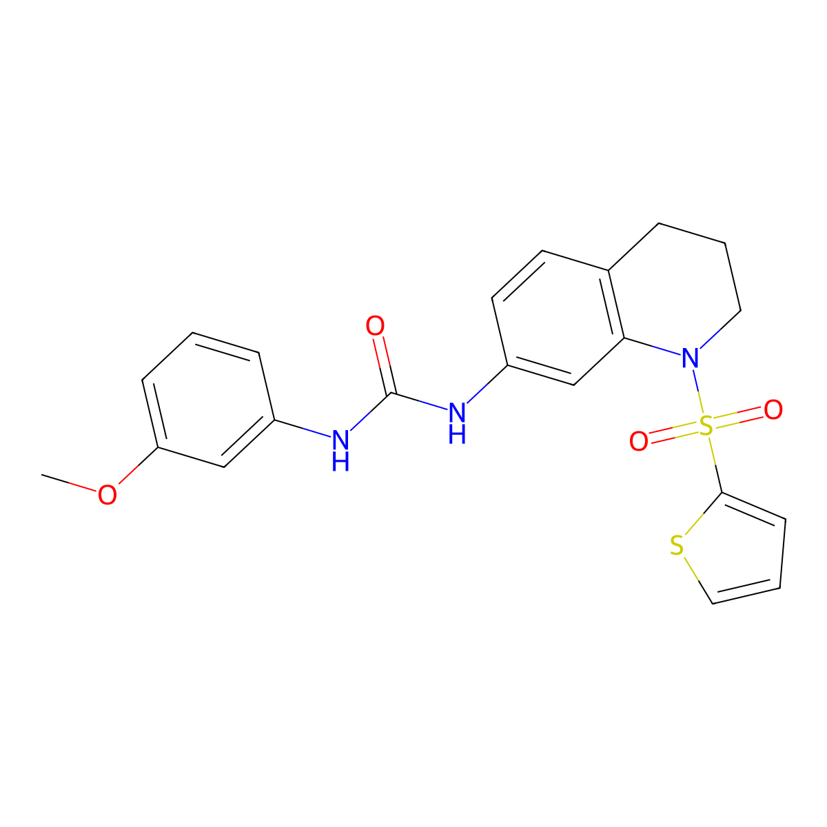 1-(3-Methoxyphenyl)-3-(1-(thiophen-2-ylsulfonyl)-1,2,3,4-tetrahydroquinolin-7-yl)urea molecular structure, CAS 1203113-95-4