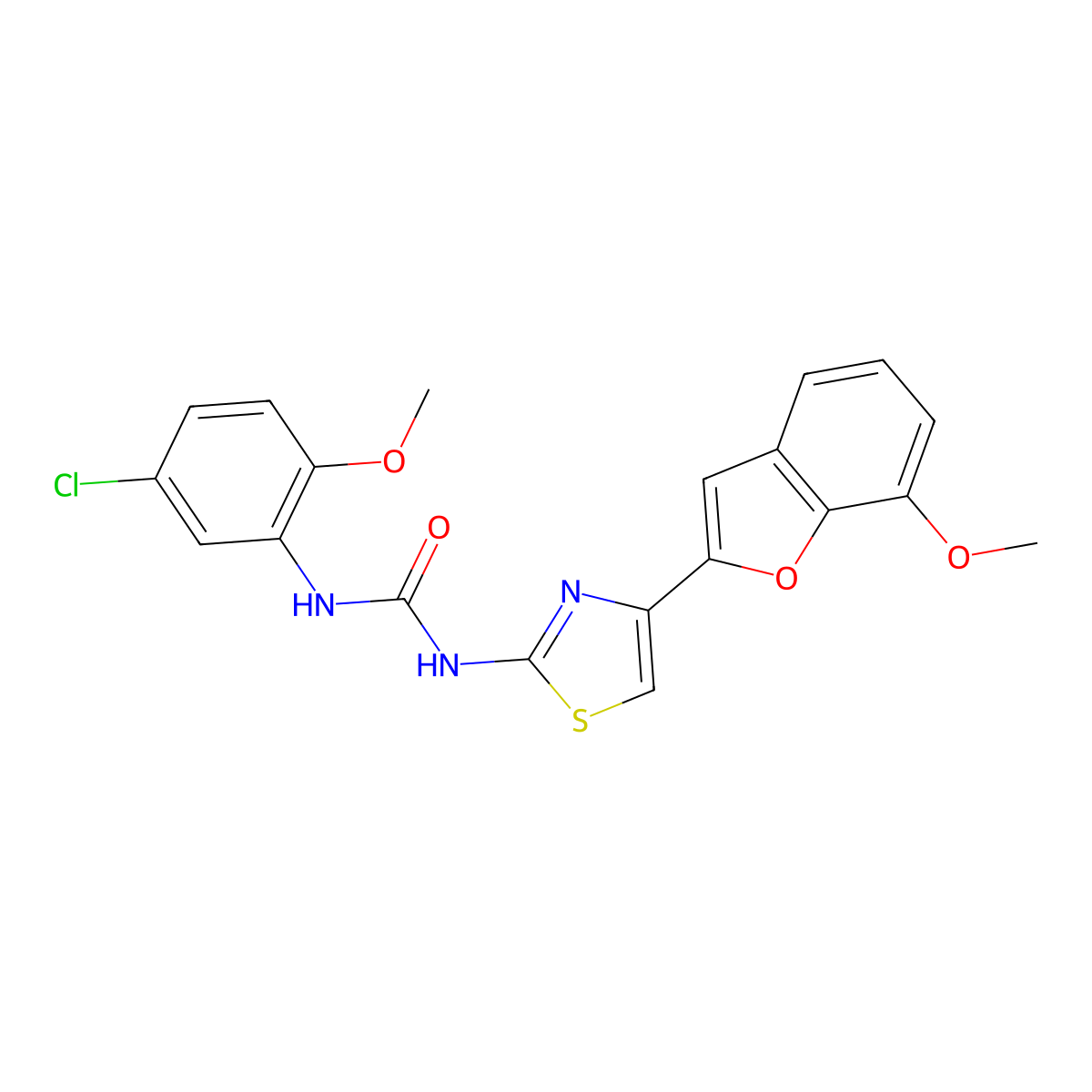 1-(5-Chloro-2-methoxyphenyl)-3-(4-(7-methoxybenzofuran-2-yl)thiazol-2-yl)urea molecular structure, CAS 1203114-15-1