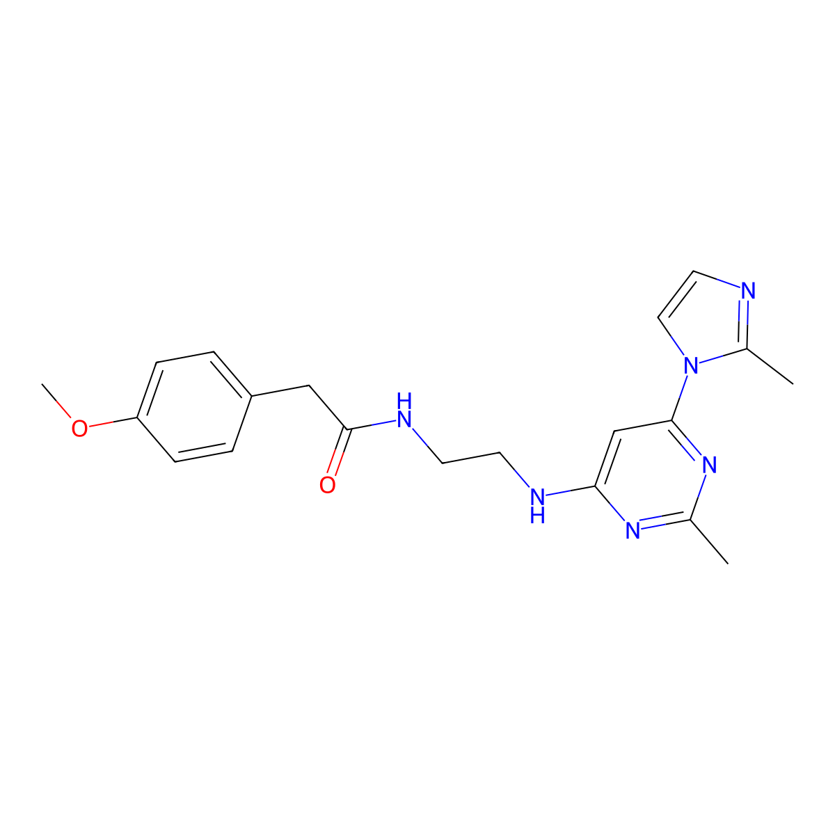 2-(4-methoxyphenyl)-N-(2-{[2-methyl-6-(2-methyl-1H-imidazol-1-yl)pyrimidin-4-yl]amino}ethyl)acetamide molecular structure, CAS 1203114-98-0