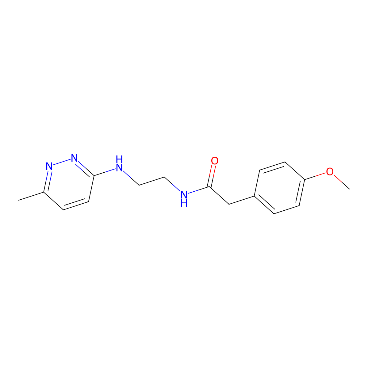 2-(4-methoxyphenyl)-N-(2-((6-methylpyridazin-3-yl)amino)ethyl)acetamide molecular structure, CAS 1203116-60-2