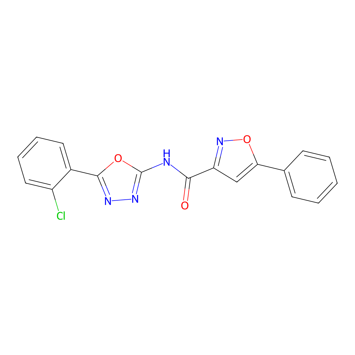 N-(5-(2-chlorophenyl)-1,3,4-oxadiazol-2-yl)-5-phenylisoxazole-3-carboxamide molecular structure, CAS 1203119-02-1