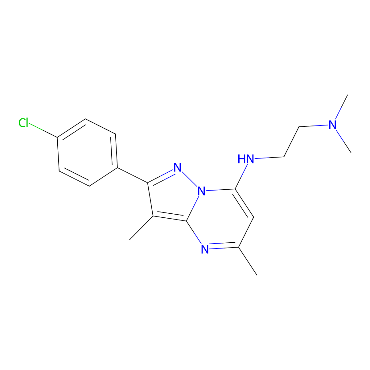 N'-[2-(4-chlorophenyl)-3,5-dimethylpyrazolo[1,5-a]pyrimidin-7-yl]-N,N-dimethylethane-1,2-diamine molecular structure, CAS 1203119-40-7
