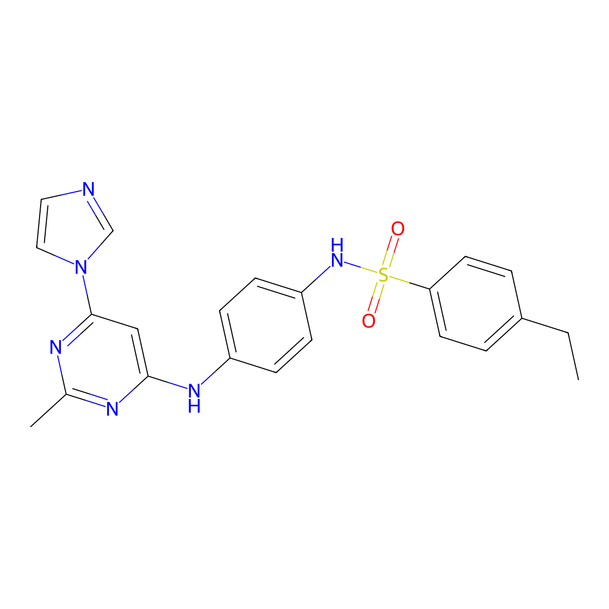 N-(4-((6-(1H-imidazol-1-yl)-2-methylpyrimidin-4-yl)amino)phenyl)-4-ethylbenzenesulfonamide molecular structure, CAS 1203119-42-9
