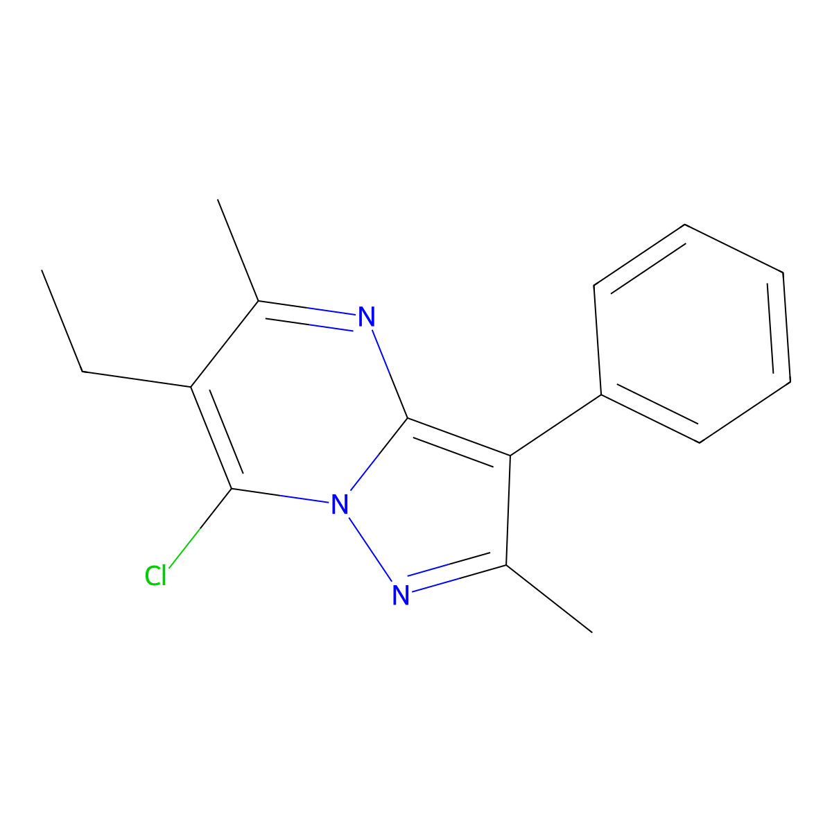 7-Chloro-6-ethyl-2,5-dimethyl-3-phenylpyrazolo[1,5-a]pyrimidine molecular structure, CAS 1203119-98-5