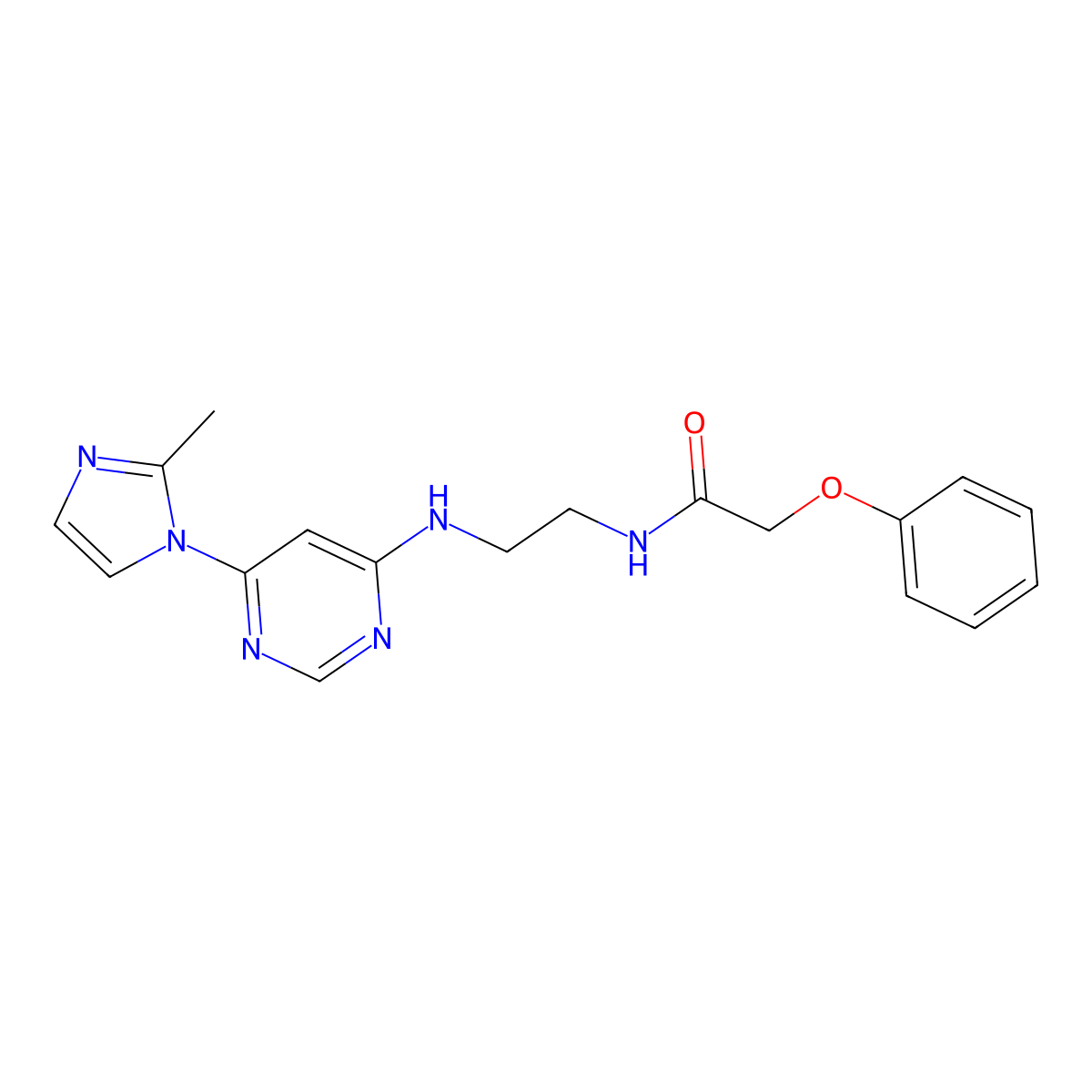 N-(2-{[6-(2-methyl-1H-imidazol-1-yl)pyrimidin-4-yl]amino}ethyl)-2-phenoxyacetamide molecular structure, CAS 1203119-99-6