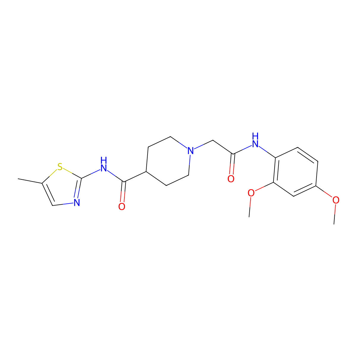 1-(2-((2,4-dimethoxyphenyl)amino)-2-oxoethyl)-N-(5-methylthiazol-2-yl)piperidine-4-carboxamide molecular structure, CAS 1203120-02-8