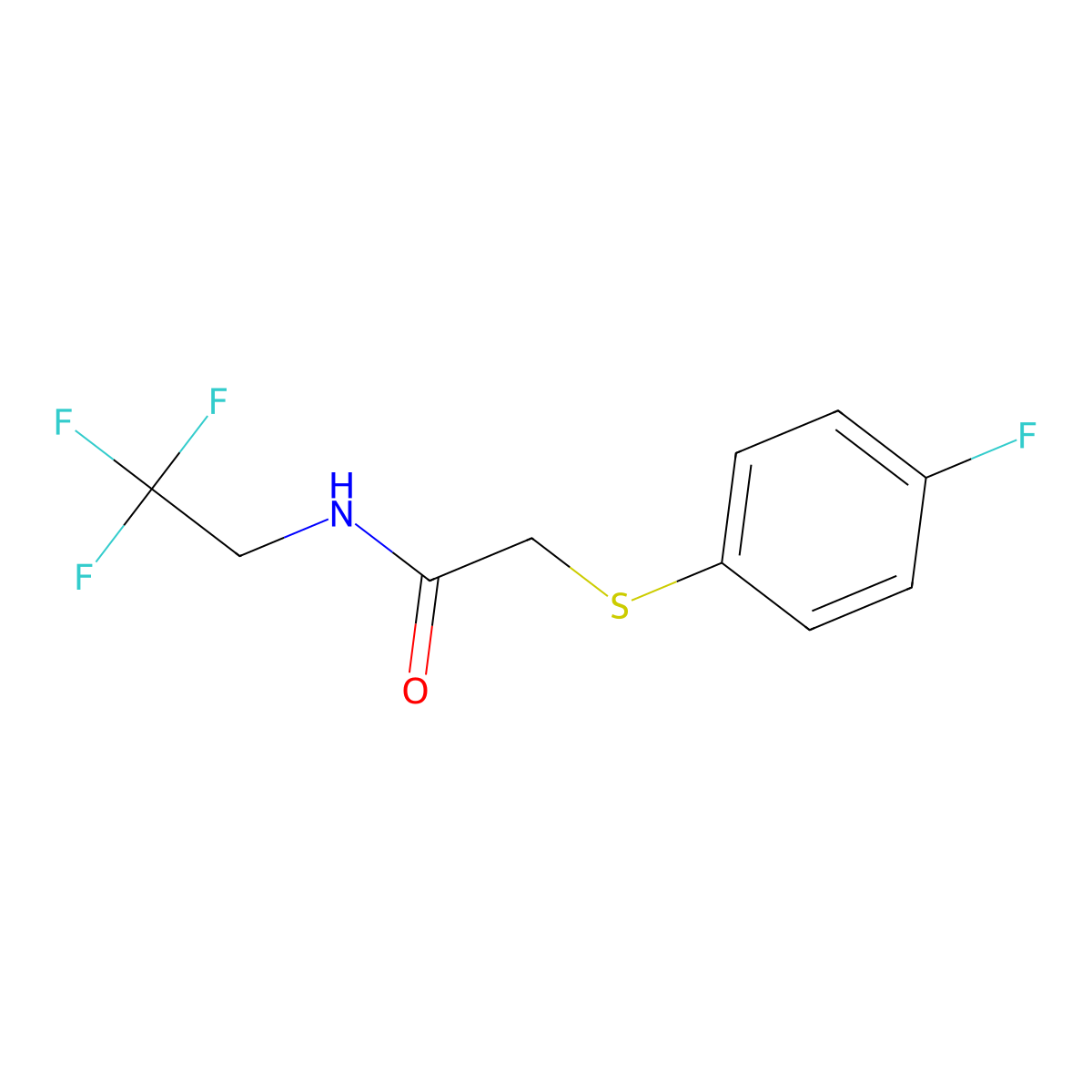 2-[(4-fluorophenyl)sulfanyl]-N-(2,2,2-trifluoroethyl)acetamide molecular structure, CAS 1203120-70-0