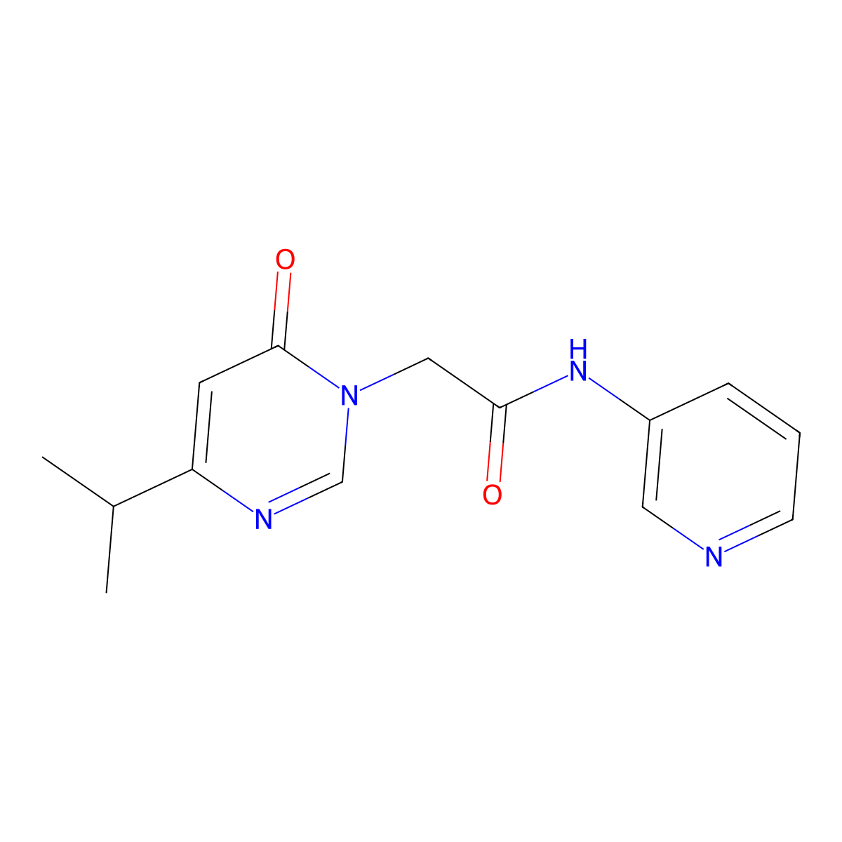 2-(4-isopropyl-6-oxopyrimidin-1(6H)-yl)-N-(pyridin-3-yl)acetamide molecular structure, CAS 1203121-46-3