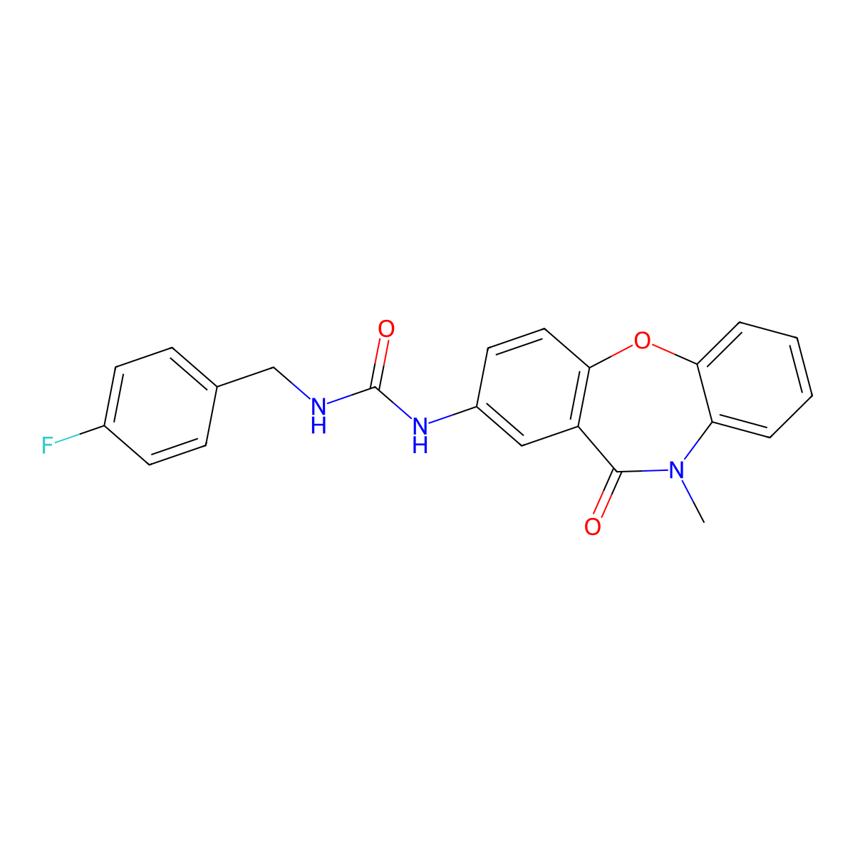 1-(4-Fluorobenzyl)-3-(10-methyl-11-oxo-10,11-dihydrodibenzo[b,f][1,4]oxazepin-2-yl)urea molecular structure, CAS 1203121-73-6