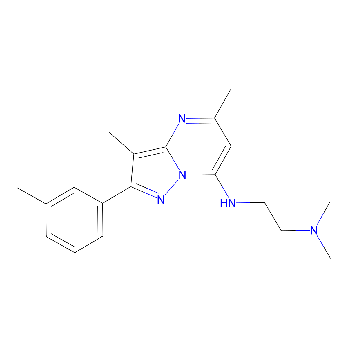 N-[2-(dimethylamino)ethyl]-3,5-dimethyl-2-(3-methylphenyl)pyrazolo[1,5-a]pyrimidin-7-amine molecular structure, CAS 1203123-62-9