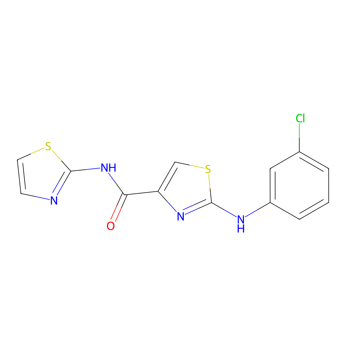 2-((3-chlorophenyl)amino)-N-(thiazol-2-yl)thiazole-4-carboxamide molecular structure, CAS 1203124-03-1