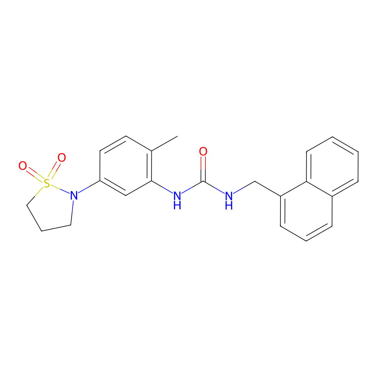 1-(5-(1,1-Dioxidoisothiazolidin-2-yl)-2-methylphenyl)-3-(naphthalen-1-ylmethyl)urea molecular structure, CAS 1203125-29-4