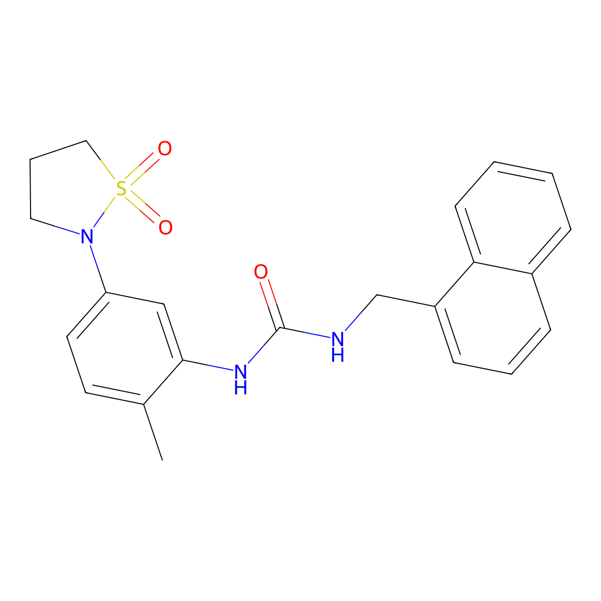 1-(5-(1,1-Dioxidoisothiazolidin-2-yl)-2-methylphenyl)-3-(naphthalen-1-ylmethyl)urea molecular structure, CAS 1203125-29-4