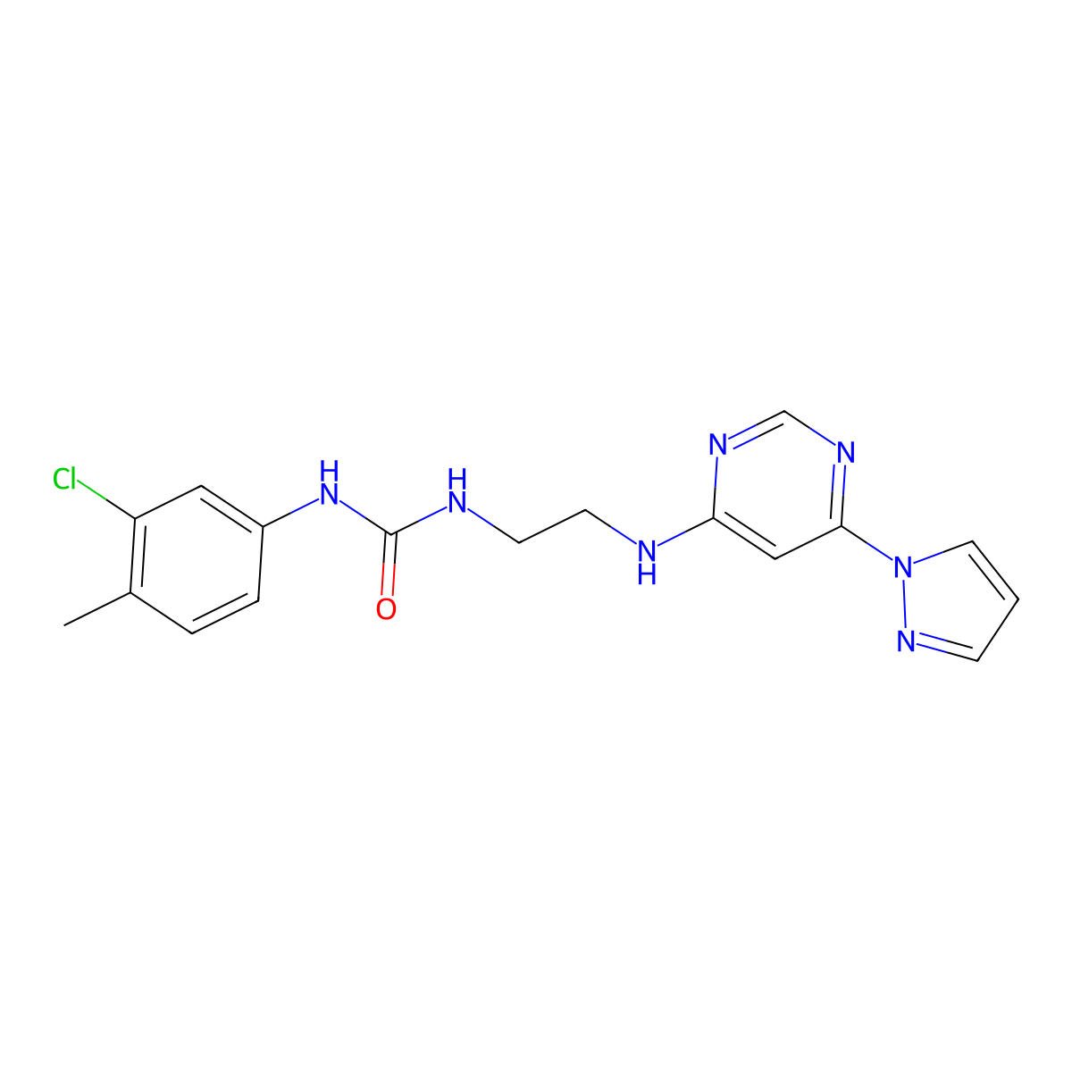 1-(2-((6-(1H-pyrazol-1-yl)pyrimidin-4-yl)amino)ethyl)-3-(3-chloro-4-methylphenyl)urea molecular structure, CAS 1203126-70-8