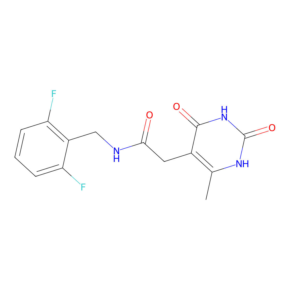 N-(2,6-difluorobenzyl)-2-(6-methyl-2,4-dioxo-1,2,3,4-tetrahydropyrimidin-5-yl)acetamide molecular structure, CAS 1203128-46-4