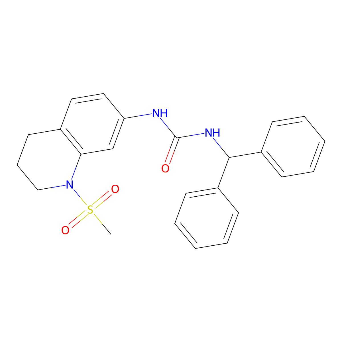 1-Benzhydryl-3-(1-(methylsulfonyl)-1,2,3,4-tetrahydroquinolin-7-yl)urea molecular structure, CAS 1203128-86-2