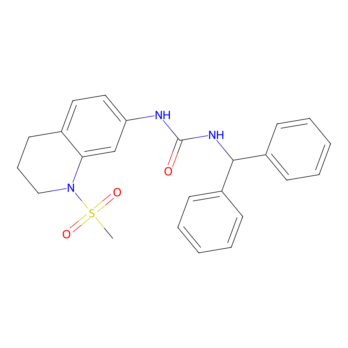 1-Benzhydryl-3-(1-(methylsulfonyl)-1,2,3,4-tetrahydroquinolin-7-yl)urea molecular structure, CAS 1203128-86-2
