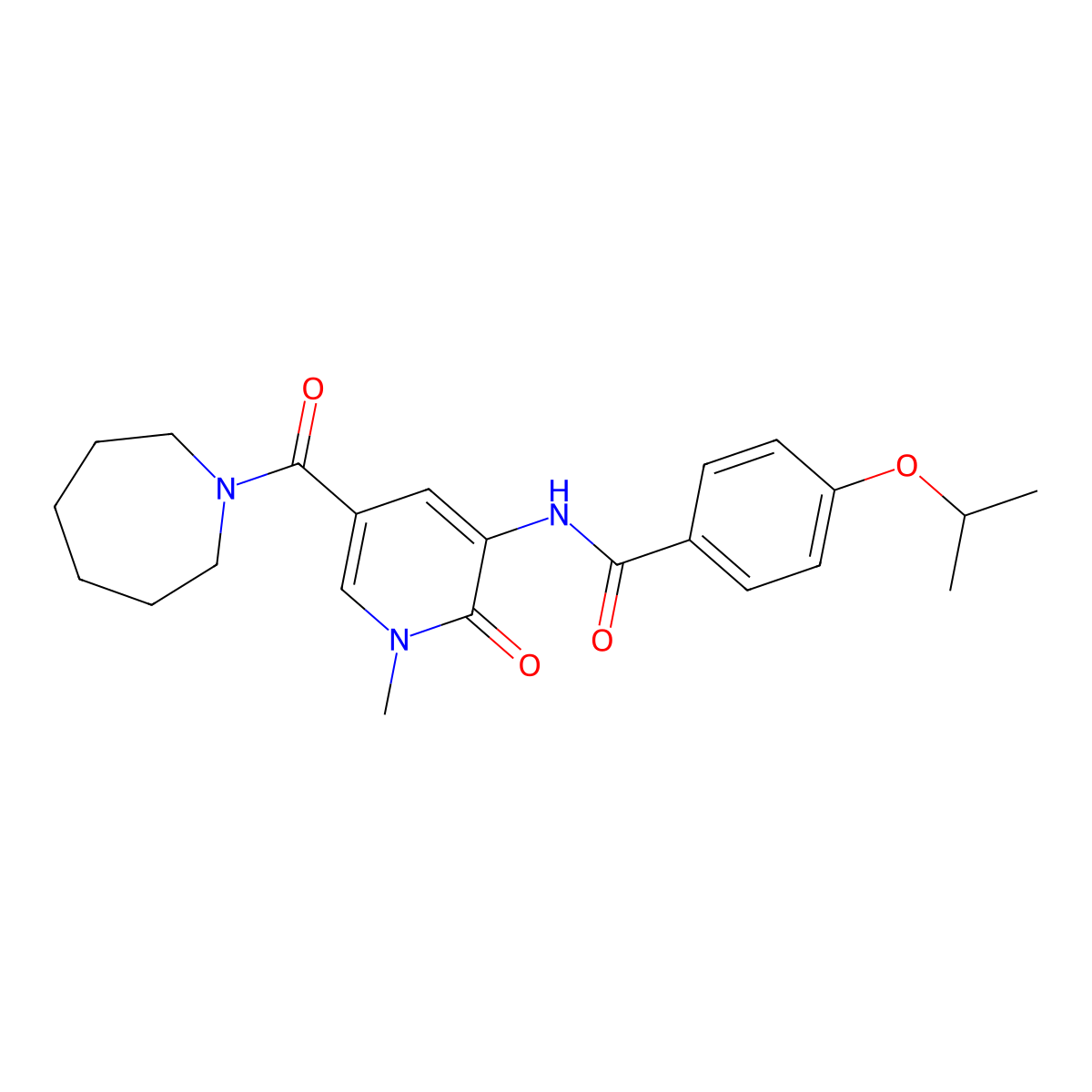 N-(5-(azepane-1-carbonyl)-1-methyl-2-oxo-1,2-dihydropyridin-3-yl)-4-isopropoxybenzamide molecular structure, CAS 1203129-70-7