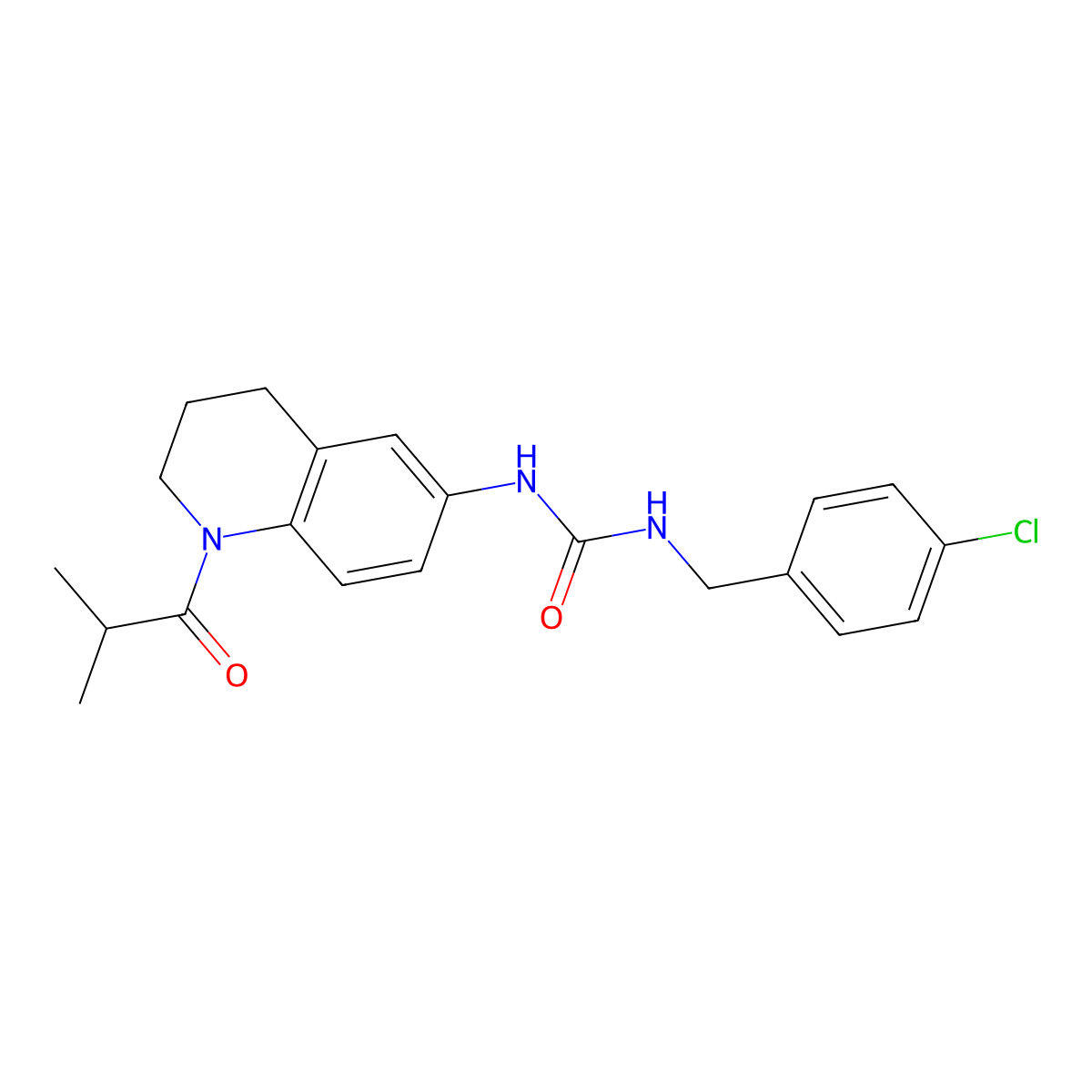 1-(4-Chlorobenzyl)-3-(1-isobutyryl-1,2,3,4-tetrahydroquinolin-6-yl)urea molecular structure, CAS 1203132-05-1