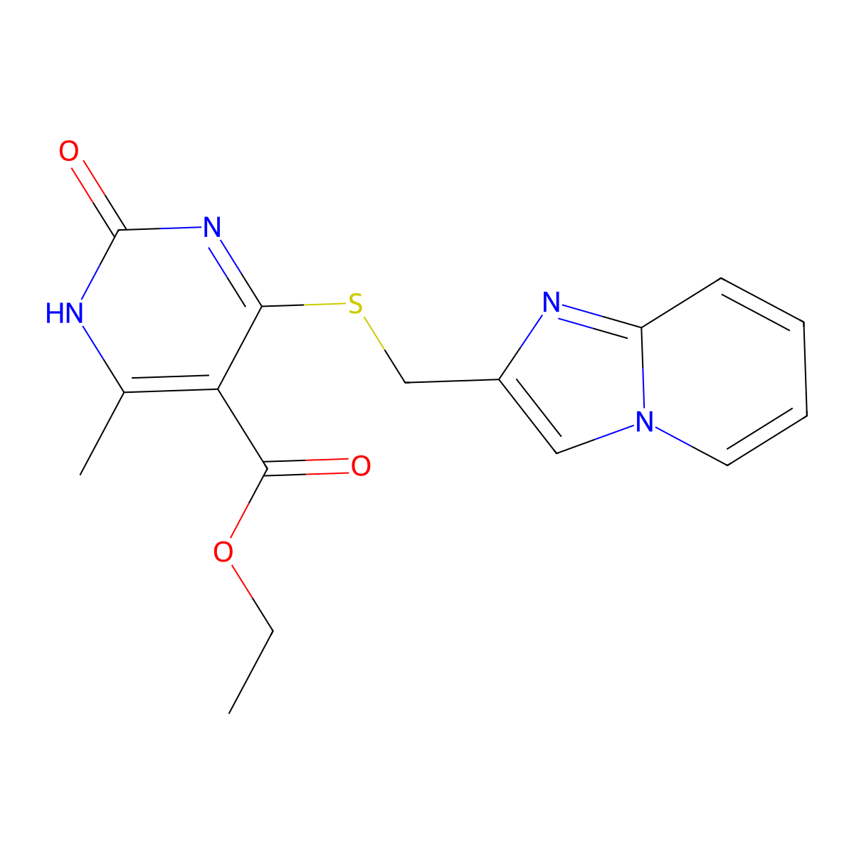 Ethyl 4-((imidazo[1,2-a]pyridin-2-ylmethyl)thio)-6-methyl-2-oxo-1,2-dihydropyrimidine-5-carboxylate molecular structure, CAS 1203133-22-5
