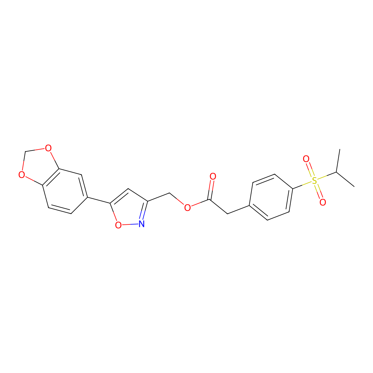 (5-(Benzo[d][1,3]dioxol-5-yl)isoxazol-3-yl)methyl 2-(4-(isopropylsulfonyl)phenyl)acetate molecular structure, CAS 1203134-21-7
