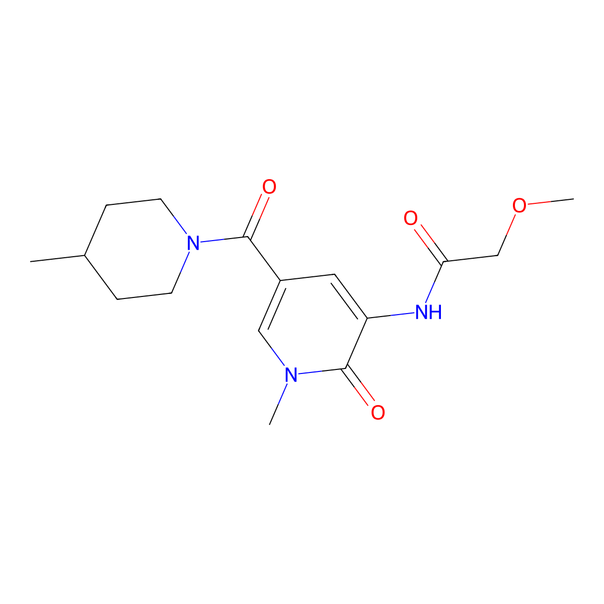 2-methoxy-N-[1-methyl-5-(4-methylpiperidine-1-carbonyl)-2-oxo-1,2-dihydropyridin-3-yl]acetamide molecular structure, CAS 1203134-41-1