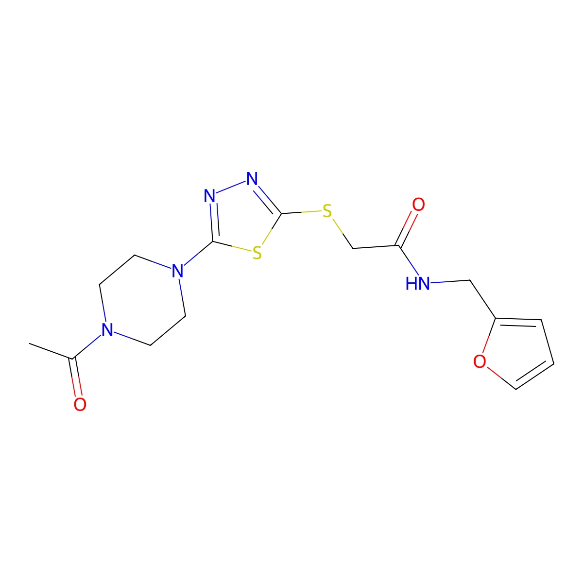 2-((5-(4-acetylpiperazin-1-yl)-1,3,4-thiadiazol-2-yl)thio)-N-(furan-2-ylmethyl)acetamide molecular structure, CAS 1203136-10-0