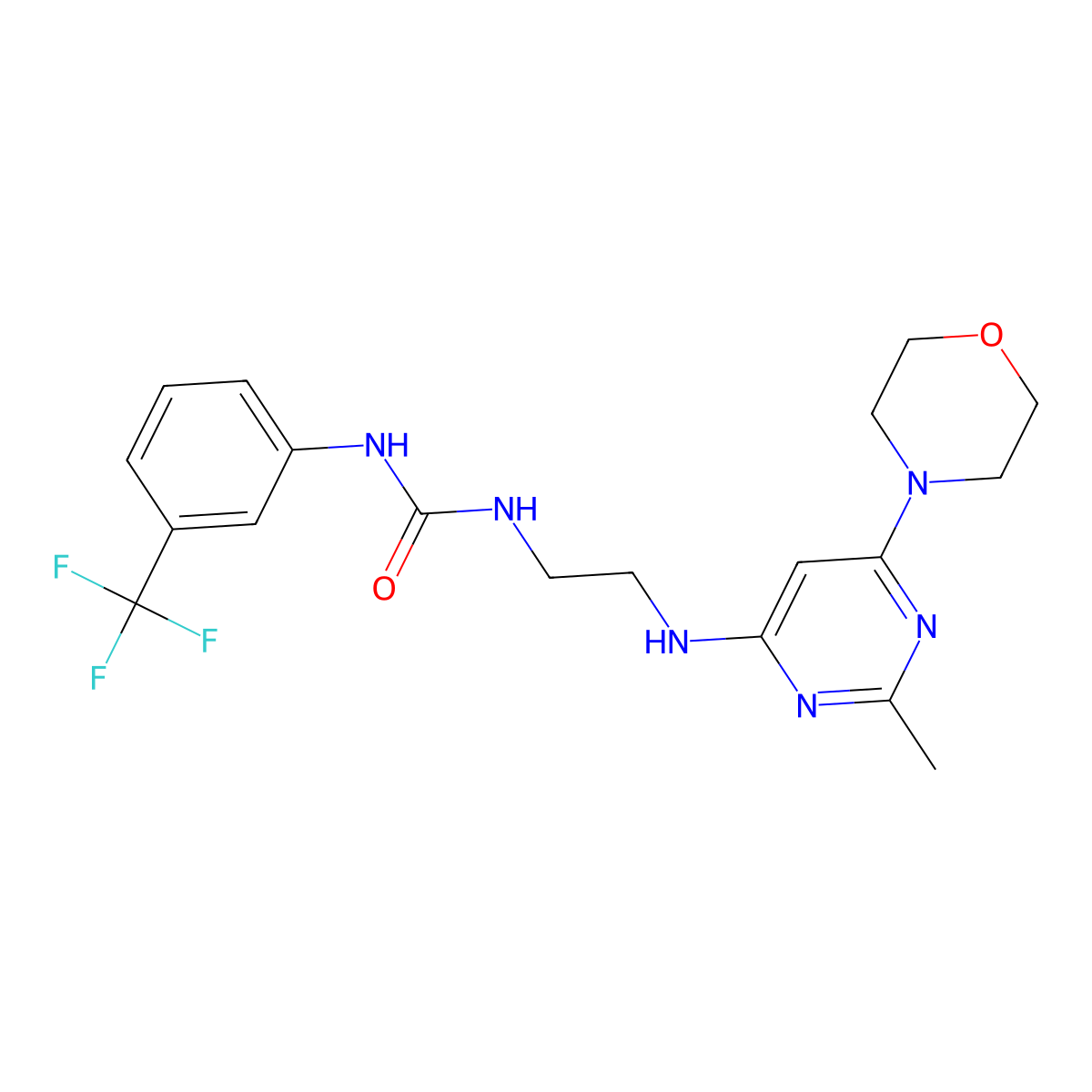 1-(2-((2-Methyl-6-morpholinopyrimidin-4-yl)amino)ethyl)-3-(3-(trifluoromethyl)phenyl)urea molecular structure, CAS 1203137-15-8