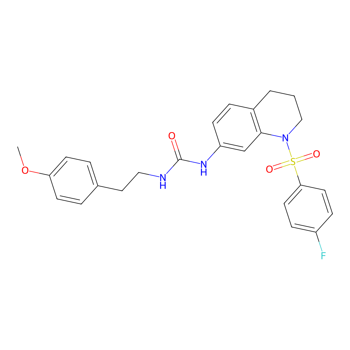 1-(1-((4-Fluorophenyl)sulfonyl)-1,2,3,4-tetrahydroquinolin-7-yl)-3-(4-methoxyphenethyl)urea molecular structure, CAS 1203138-66-2
